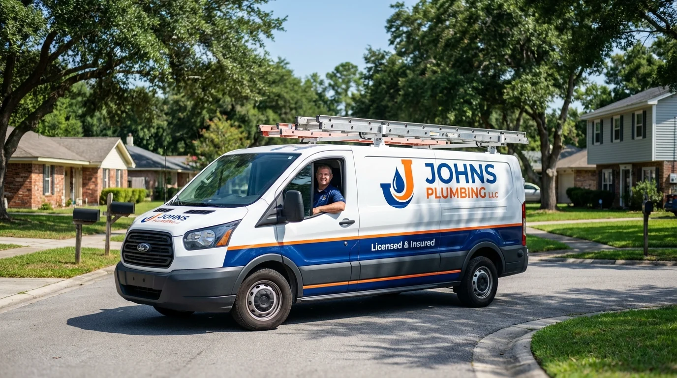 Johns Plumbing LLC service van in Chatham, MA