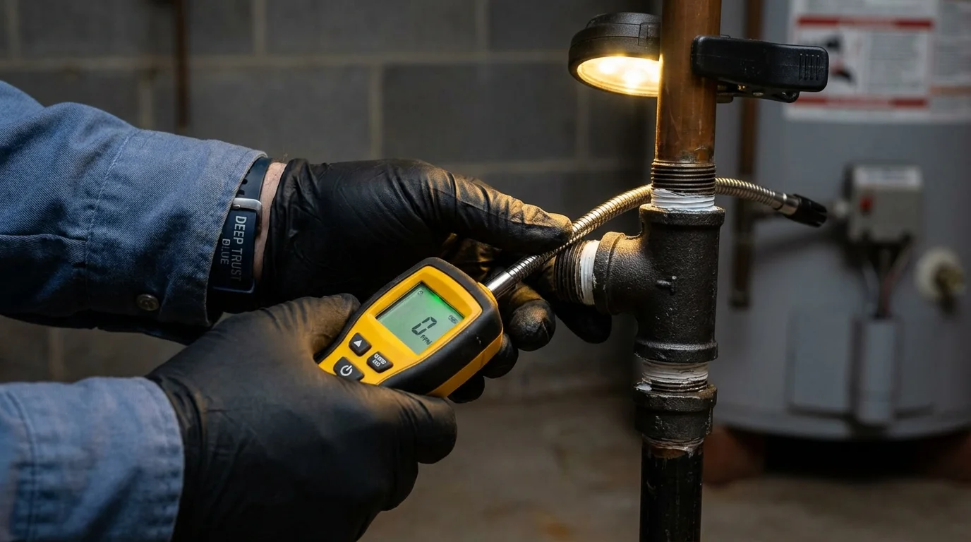 Gas leak detection with electronic sniffer by Johns Plumbing LLC in Chatham