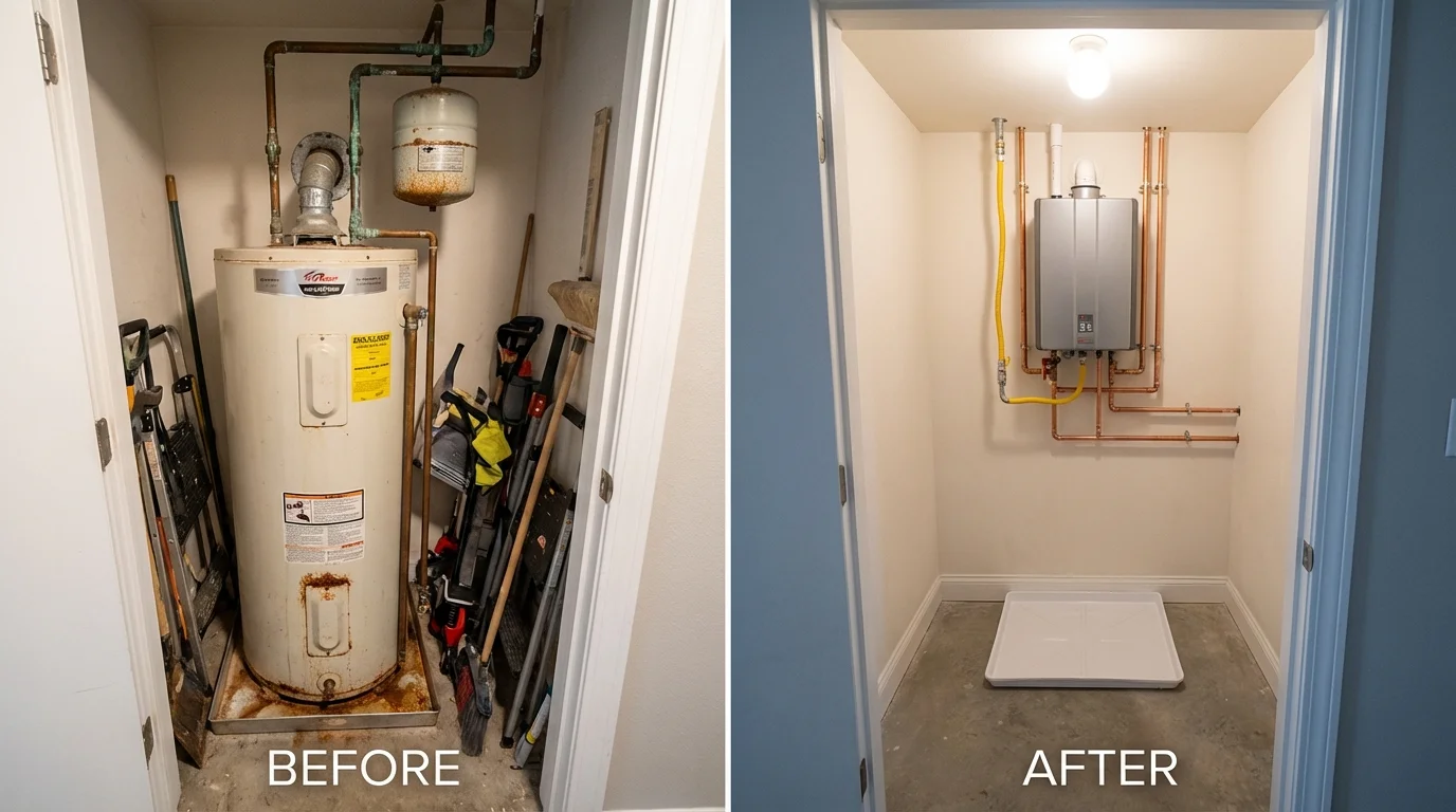 Tank water heater versus wall-mounted tankless unit comparison for Chatham, MA homeowners